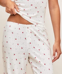 Lace panel pants with floral print;