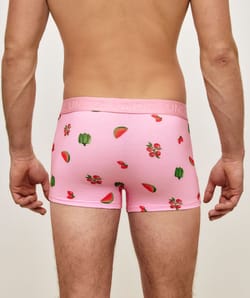 Pink cotton boxer with fruit patterns;