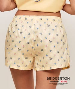 Short en coton vichy avec motifs Bridgerton;