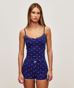 Polka dot jersey shorts;