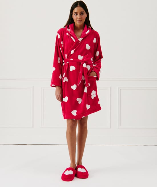 Peignoir coeurs en polaire;
