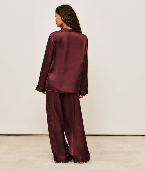 Satin pants;