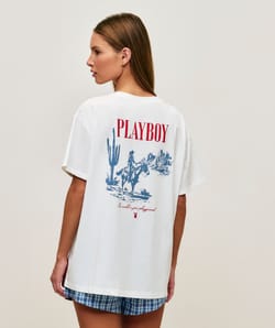 Printed far west jersey T-shirt and embroidered Playboy;