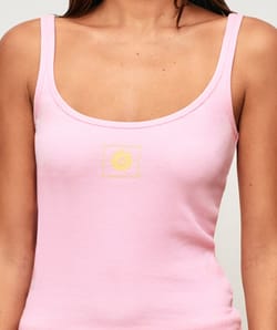 Ribbed jersey tank top with sun print;