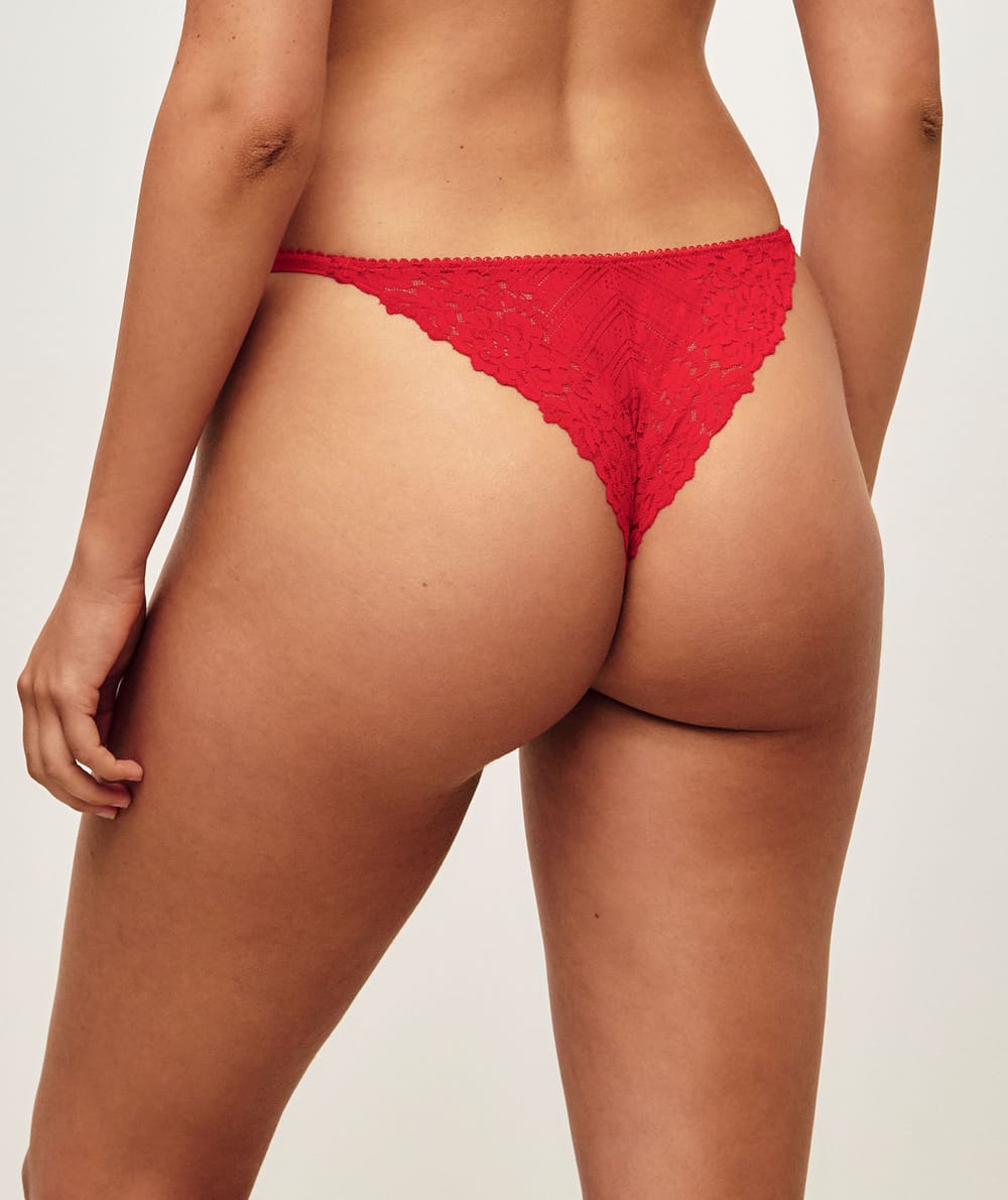 Floral lace tanga with bow;