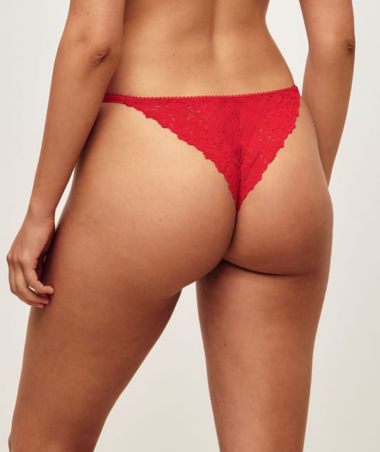 Floral lace tanga with bow;