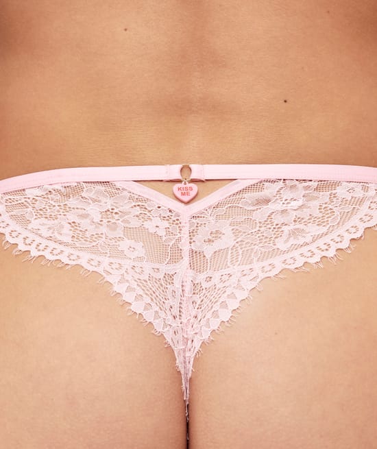 Mesh and lace thong "Kiss me;