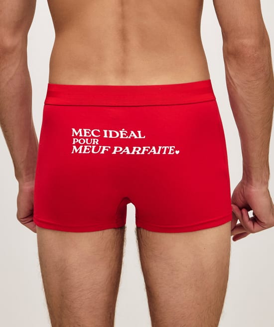 Cotton boxer shorts with message;