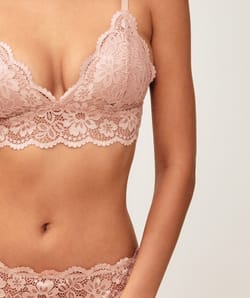 Floral lace plunge triangle bra;
