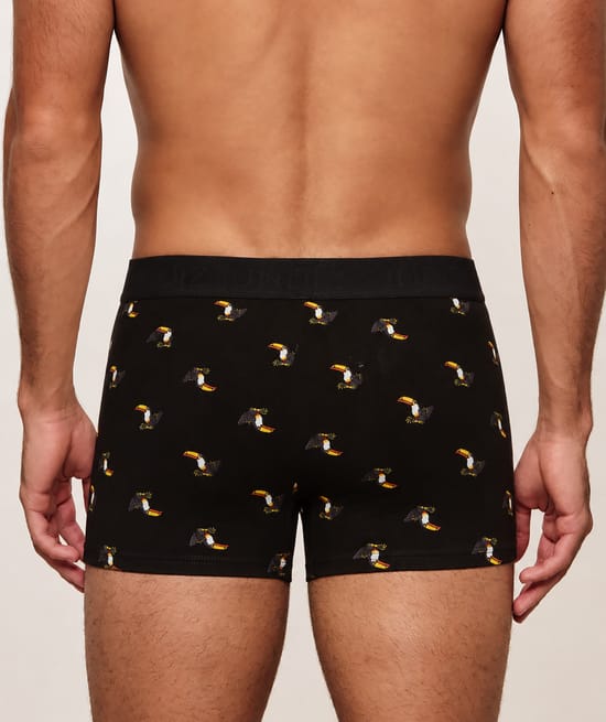 Printed cotton boxer with toucans;