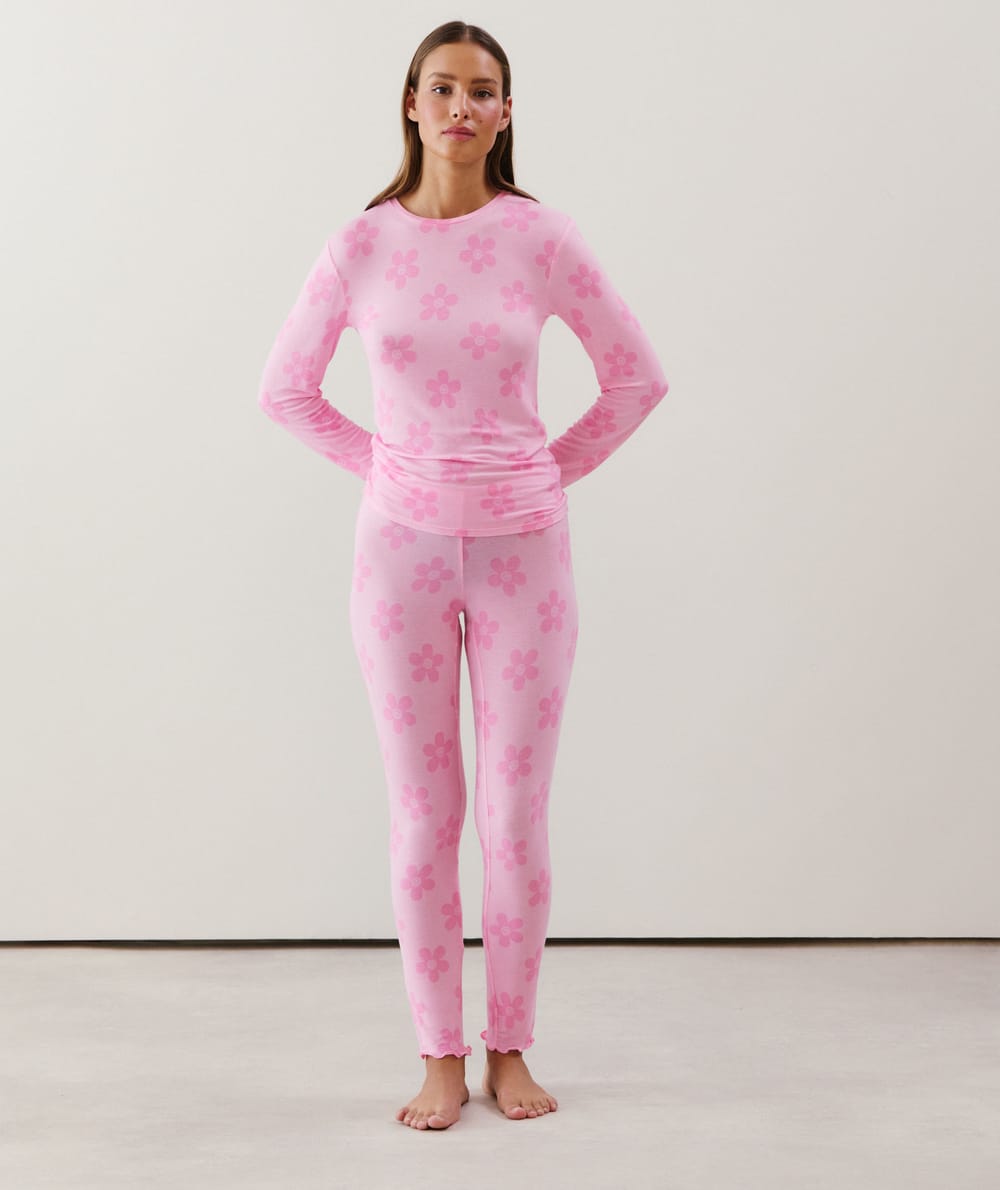 Legging en jersey à motifs rose;