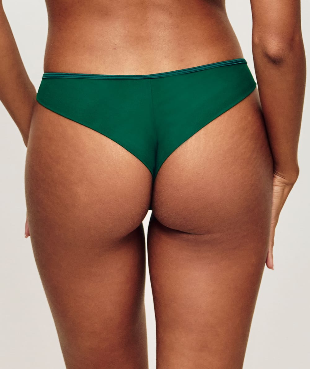 Thong with embroidery;