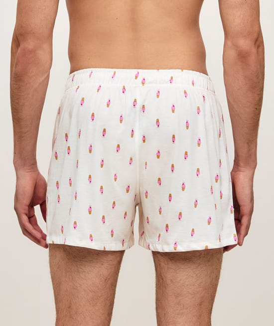 Cotton boxer shorts with ice cream patterns;