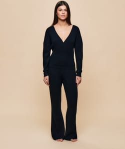 Pantalon en maille c&ocirc;tel&eacute;e;