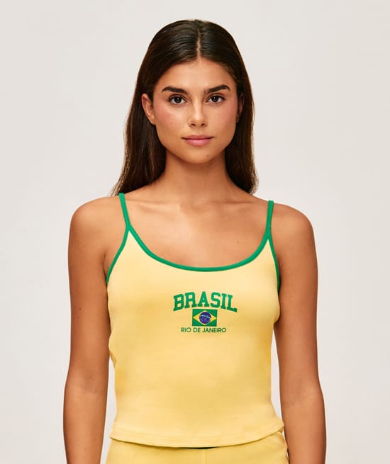 Thin strap jersey tank top 'Brasil';