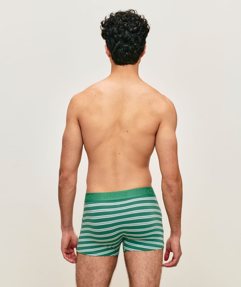 Boxer en coton &agrave; rayures;