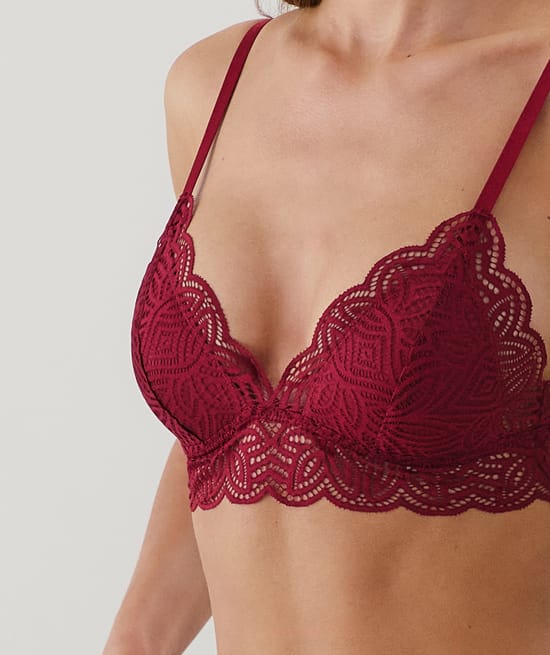 Lace triangle push-up bra;