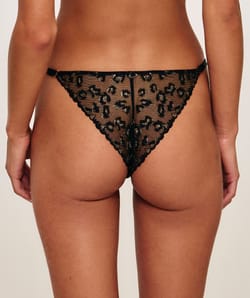 Tanga en mesh broderies l&eacute;opard;