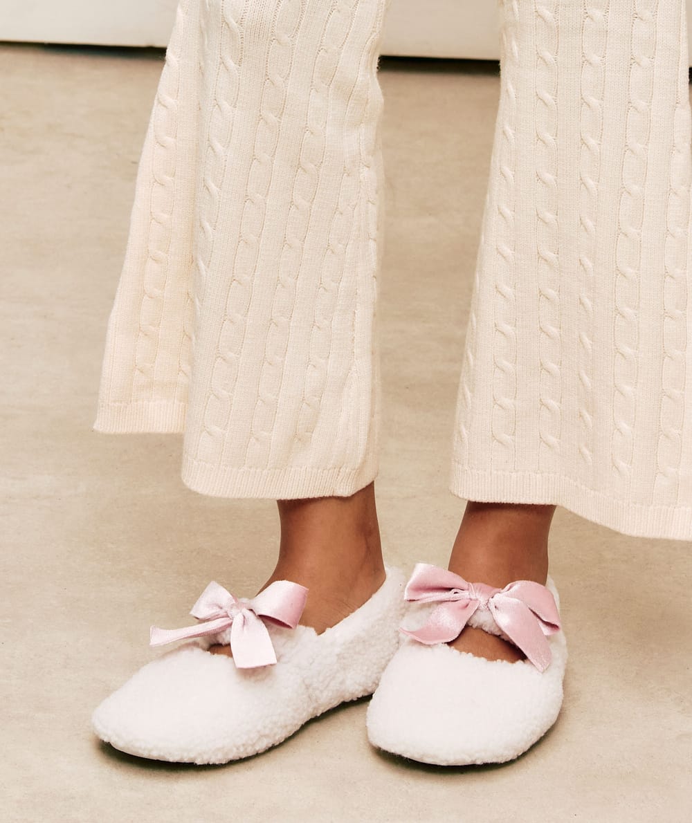 Chaussons ballerines en sherpa;