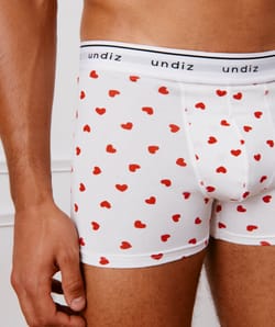 Boxer &agrave; motifs coeurs en coton;