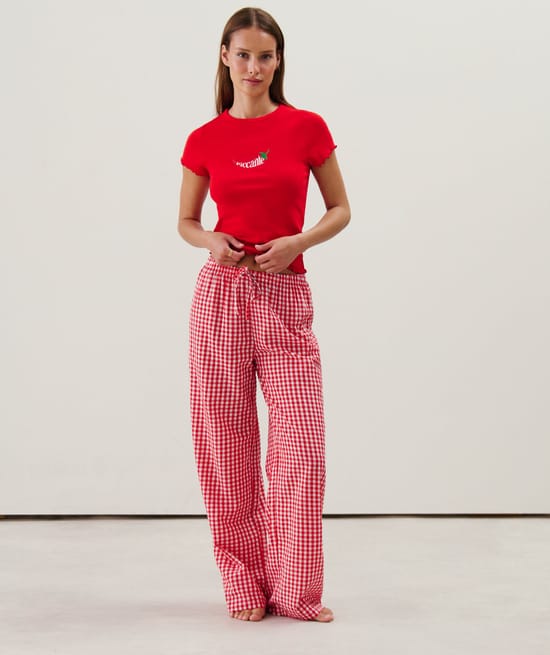 Pantalon droit vichy;