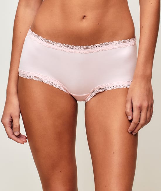 Shorty en microfibre et dentelle;