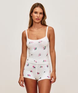 Short en maille &agrave; fleurs;