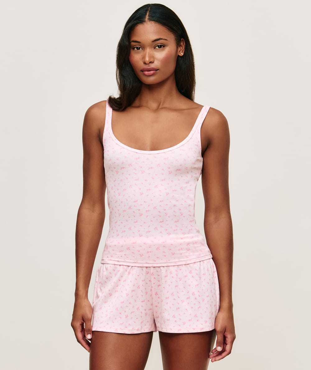 Geribbelde jersey short;