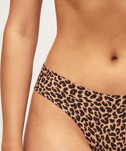 Leopard microfiber thong;