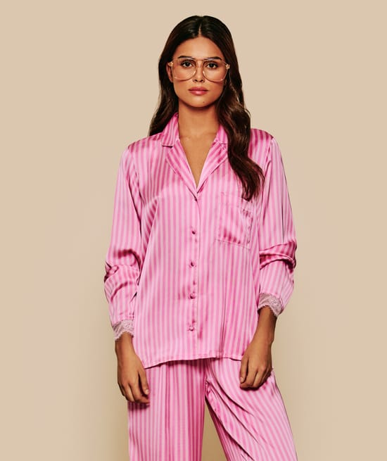 Striped satin shirt;