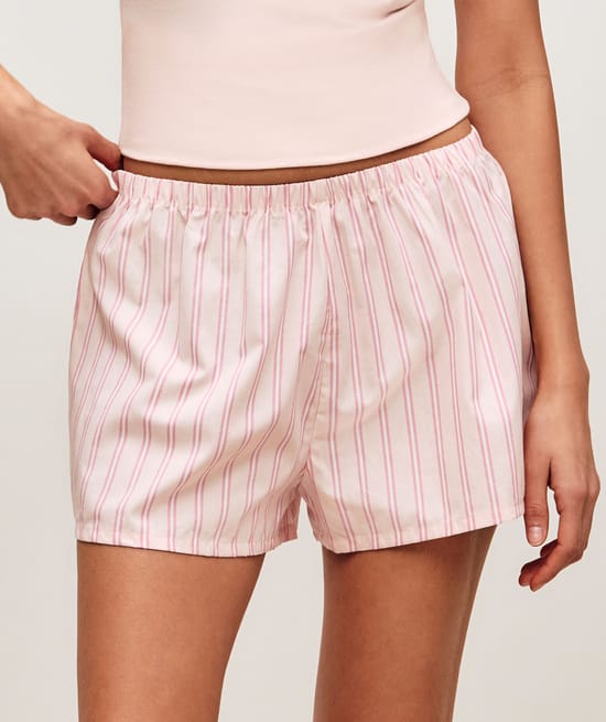 Pantalones cortos de algod&oacute;n a rayas;