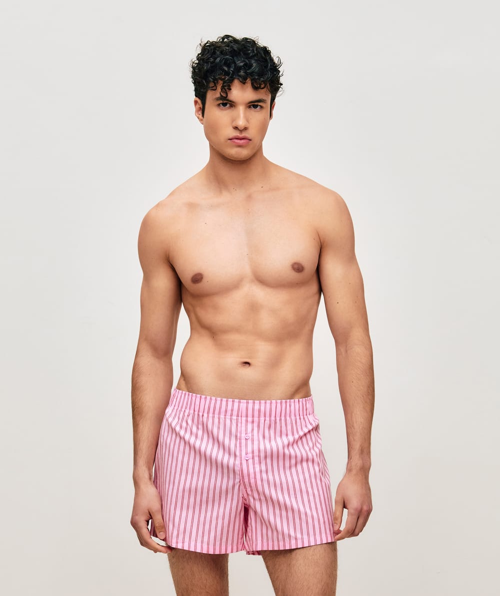 Gestreepte katoenen boxershort;