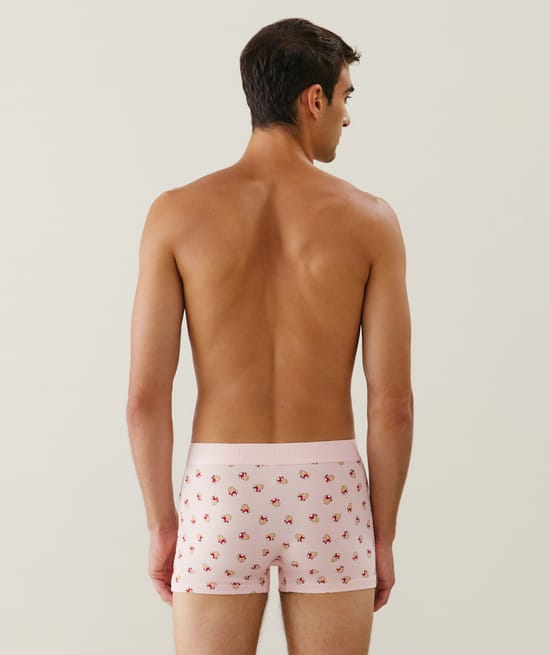 Cotton boxer shorts with mushroom print;