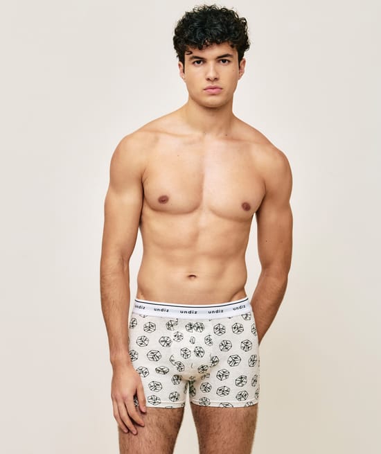Cotton boxer shorts with dice pattern;