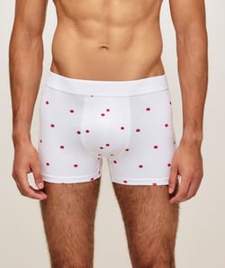 Microfiber boxer with mouth pattern;