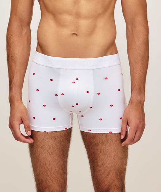Boxer en microfibre &agrave; motif bouches;