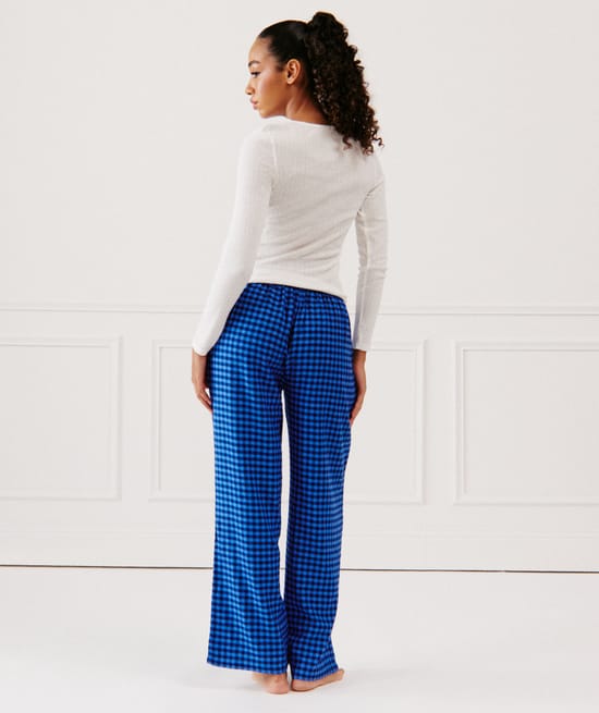 Straight-leg checked trousers;