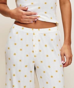 Straight jersey trousers with flowers;