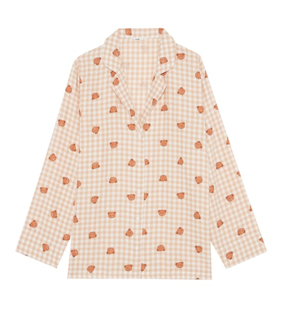 Flannel shirt with teddy bear pattern;