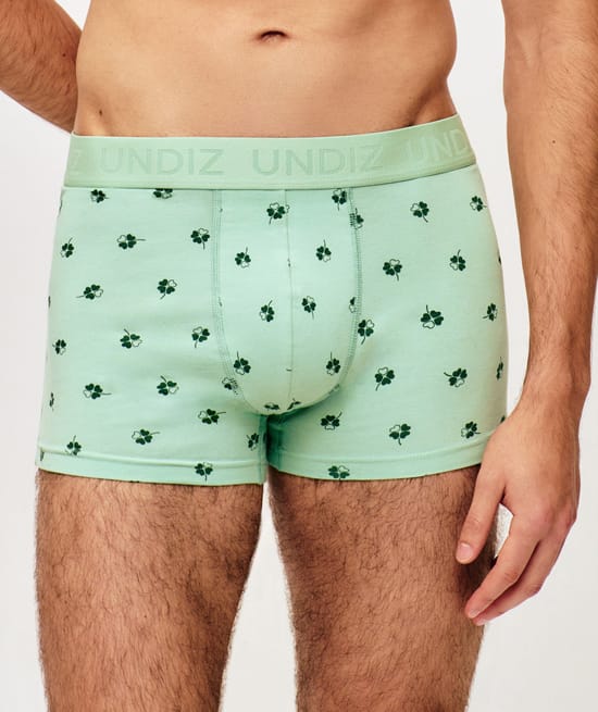 Boxer en coton &agrave; motifs tr&egrave;fles;