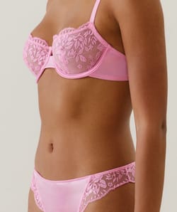 Embroidered balconette bra;