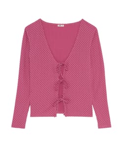 Polka dot pointelle jersey top;