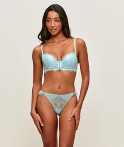 Iridescent floral lace push-up bra;