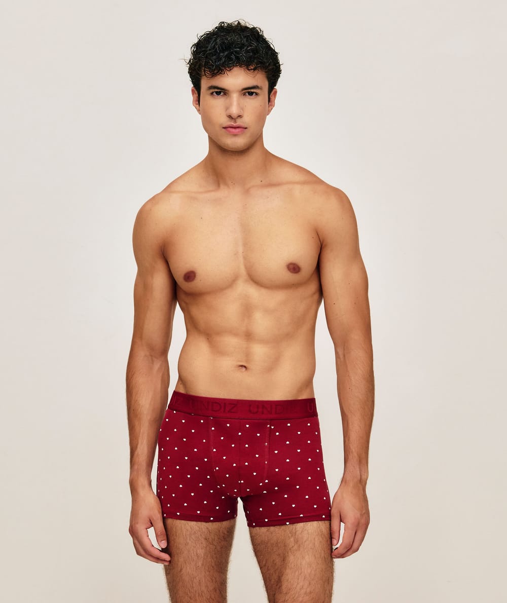 Cotton boxer printed with hearts;