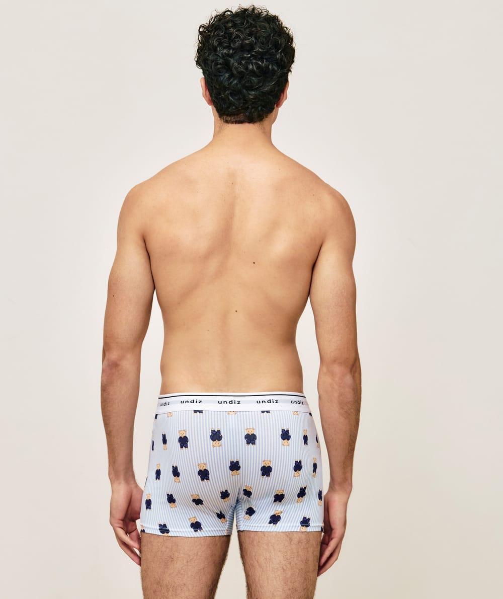 Gestreepte katoenen boxershort met berenpatroon;