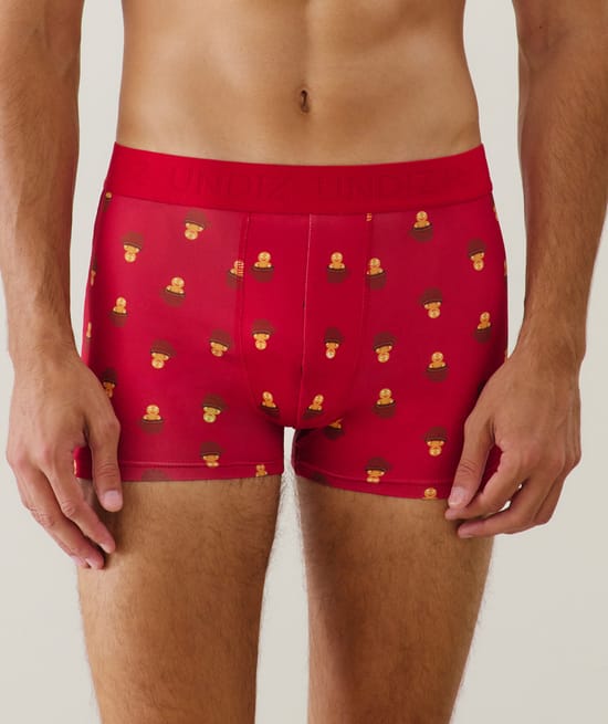 Boxer in microvezel met koekjespatroon;