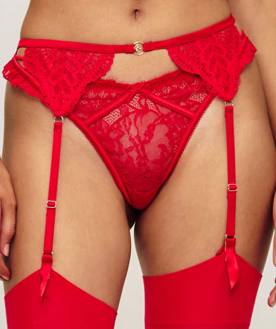 Lace suspender belt;