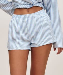 Striped flannel shorts;