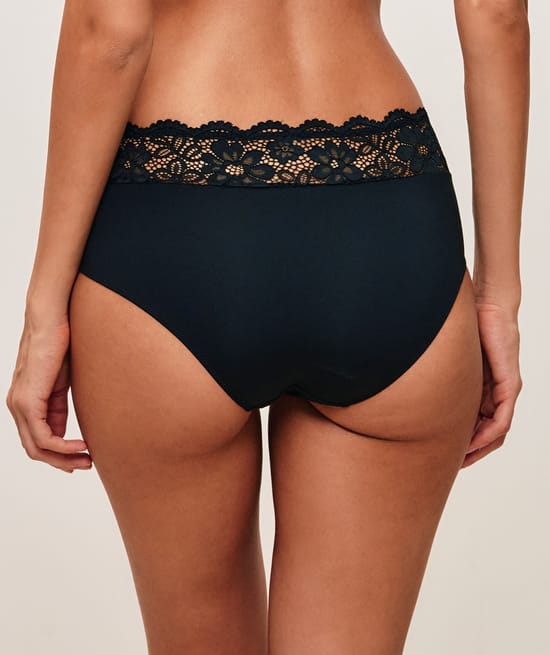 Shorty en microfibre et dentelle;