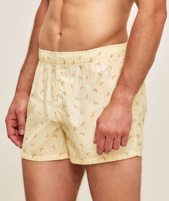 Cotton boxer shorts with banana pattern;